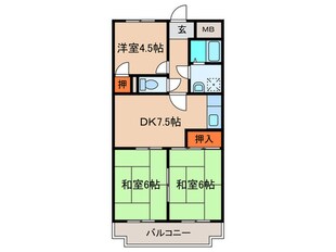 フラワー松本　３の物件間取画像